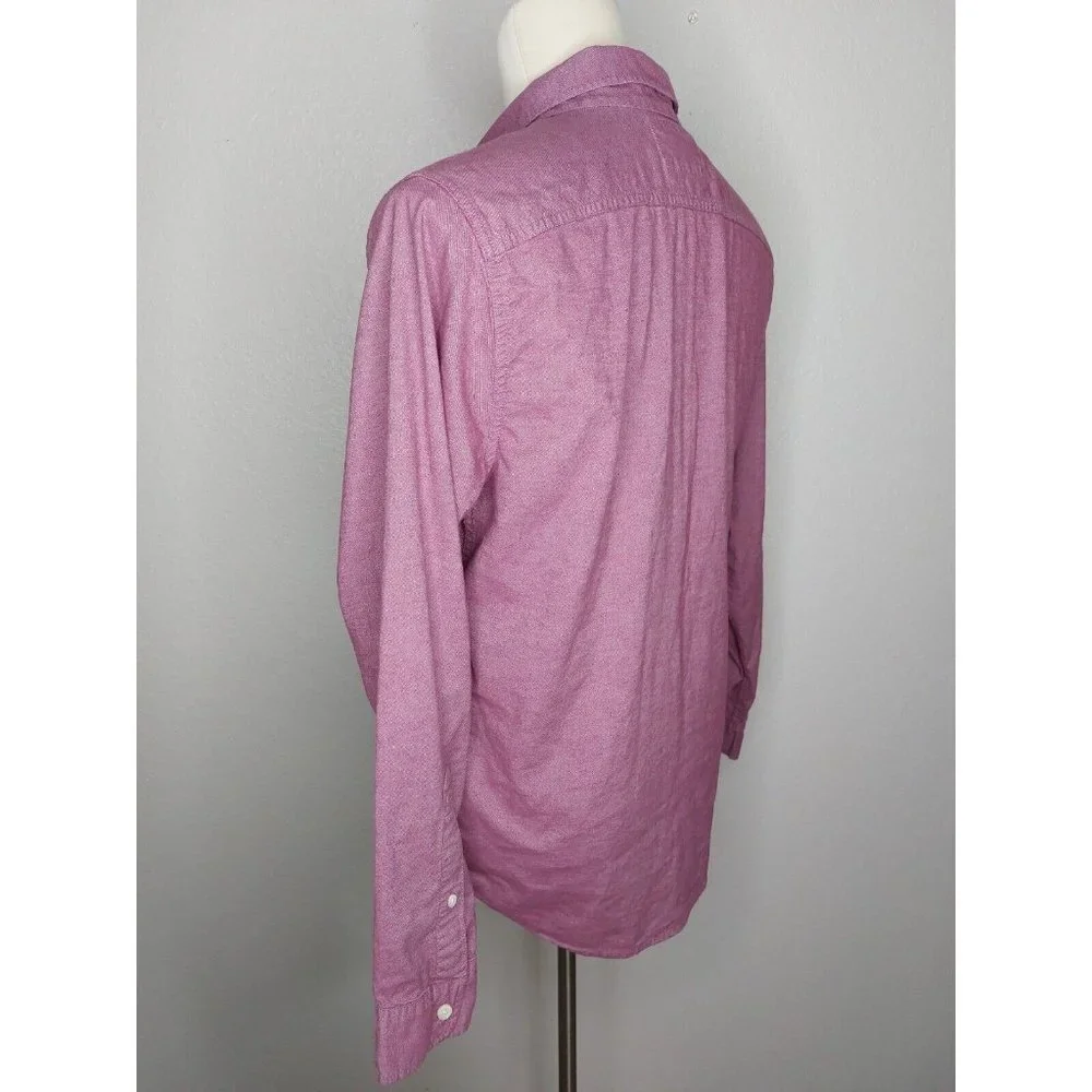 Hollister Mens Large Button Up Shirt Epic Flex Stretch LS Classic Fit Mauve Pink